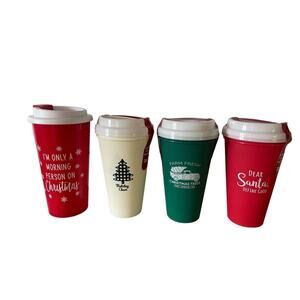 New 7 Pack Christmas Tumbler Drinking Cups Tree Truck Santa